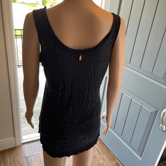 Guess Jeans Black Tank Top embellished Eomen Sz L slightly used - Picture 5 of 9